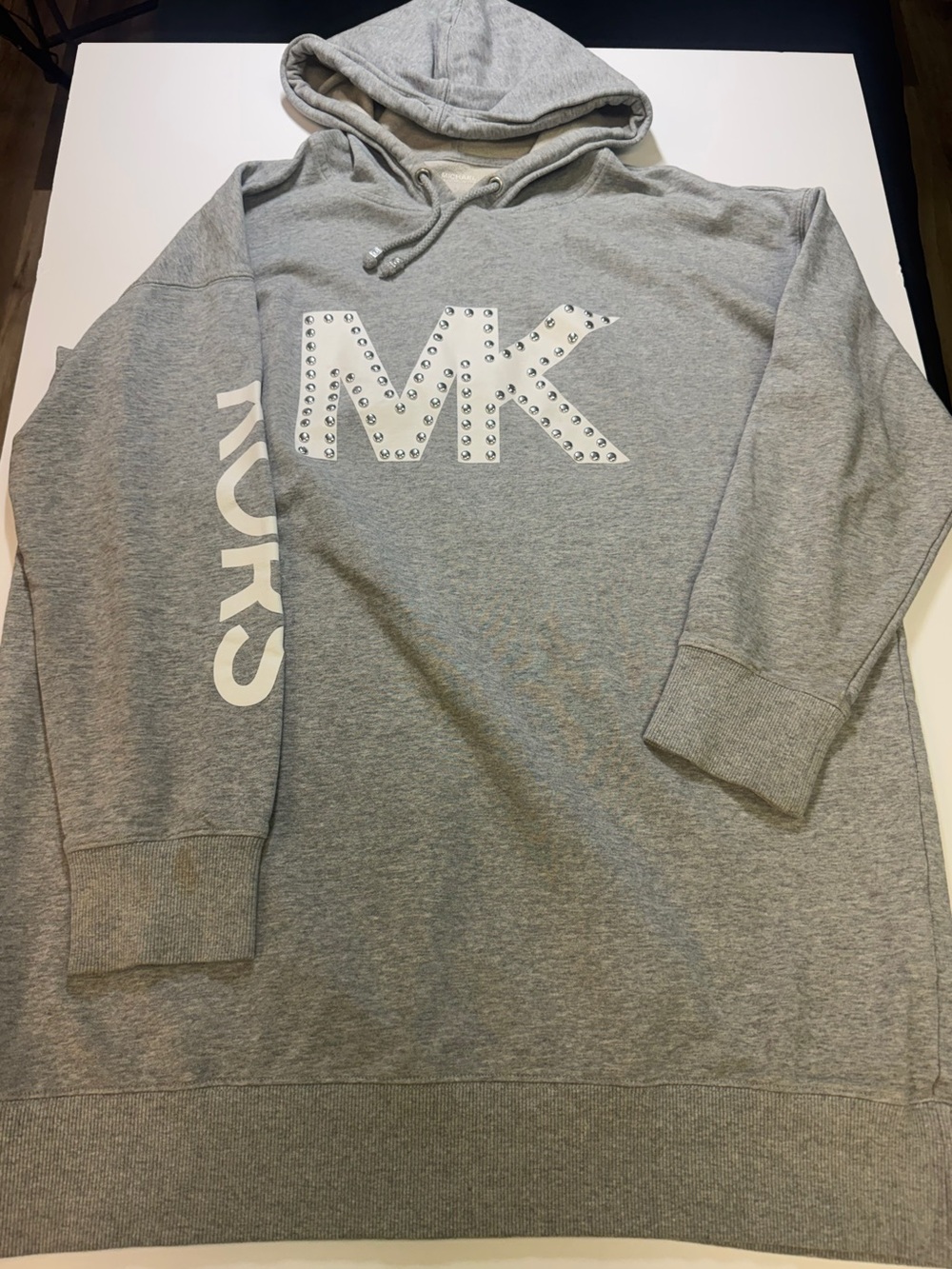 Michael Kors Gray Hooded Sweatshirt Dress